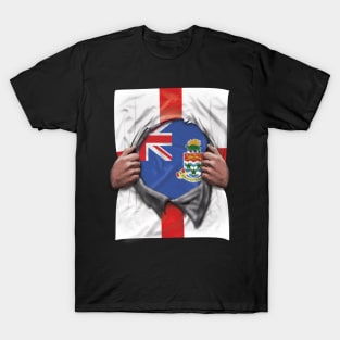 Cayman Islands Flag English Flag Ripped Open - Gift for Caymanian From Cayman Islands T-Shirt